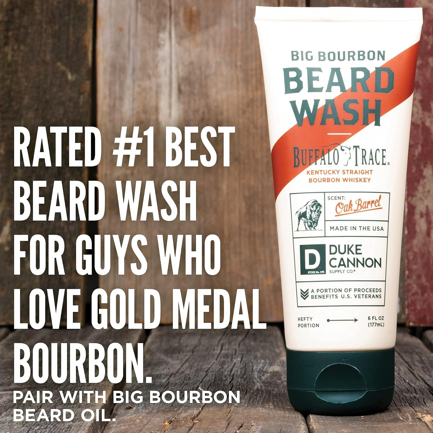 Duke Cannon Supply Co. Big Bourbon Beard Wash - Oak Barrel Scent, Strengthen, Rejuvenate, Soften and Condition (Pack of 3-6 Fl Oz.)
