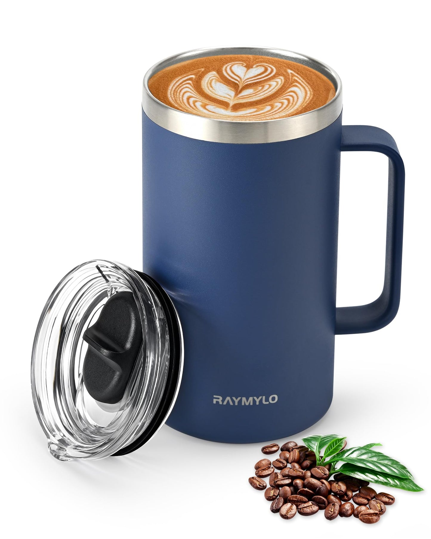 Insulated Coffee Mug 12 oz, Double Wall Stainless Steel Coffee Mug with Lids, Leak-Proof & Detachable Slider Lid for Thorough Clean, Keeps Coffee Cold for 9 Hrs, Suitable for Camp Home Office