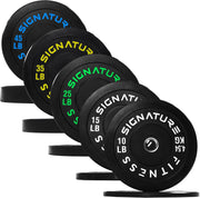 Olympic Barbell 2-Inch Rubber Bumper Plate Weight Set for Strength Training, Multiple Options