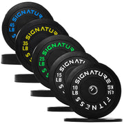 Olympic Barbell 2-Inch Rubber Bumper Plate Weight Set for Strength Training, Multiple Options