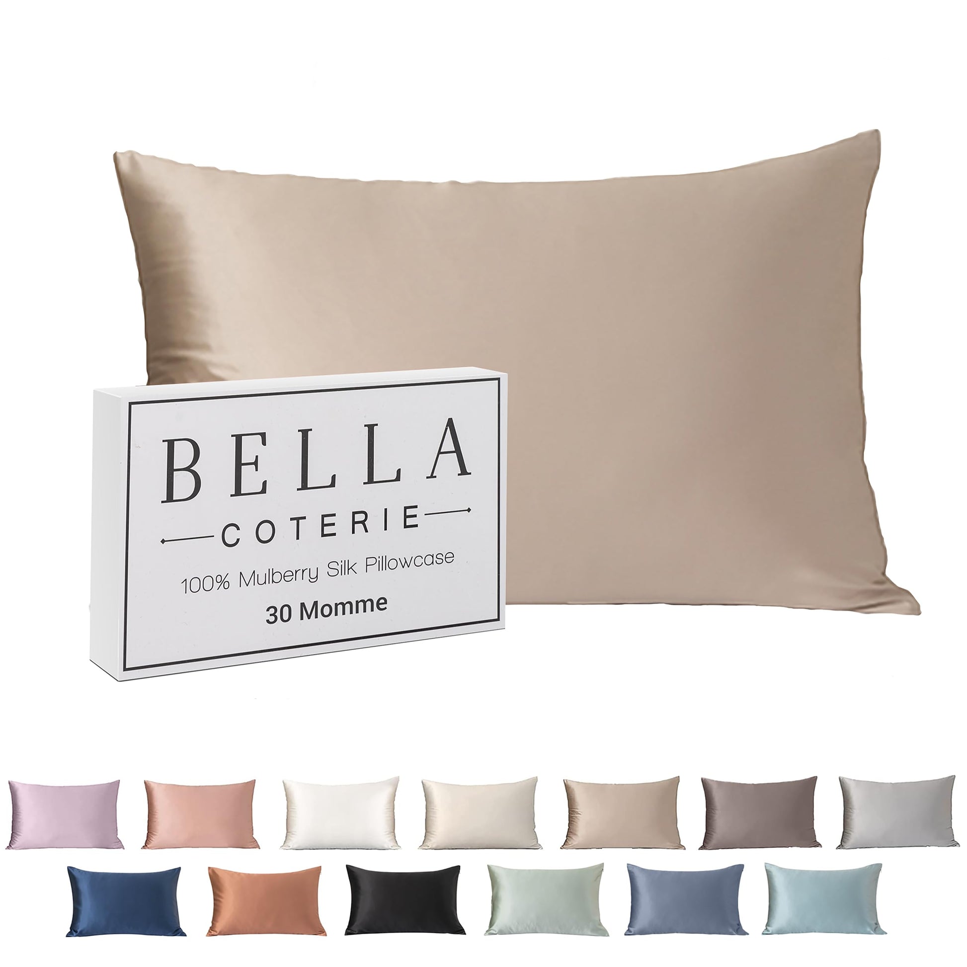 Bella Coterie Luxury Silk Pillowcase for Hair and Skin | 30 Momme | 100% Pure 6A Mulberry Silk | Super Soft | Perfectly Plush [Queen, White]