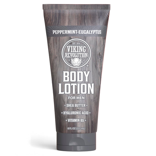Viking Revolution Sandalwood Body Lotion for Men – Mens Lotion for Dry Skin with Shea Butter, Hyaluronic Acid and Vitamin B5 – Nourishing Mens Body Lotion for Hydrated and Smooth Skin (8oz, 1 Pack)