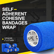 OK TAPE 12 Rolls Self Adhesive Bandage Wrap, Elastic Athletic Tape, Self Stick Bandage Tape, Vet Wrap, Medical Wrap for Wrist, Feet, 2" x 5 Yards - Black