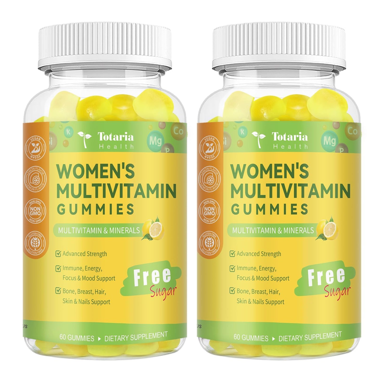 Sugar Free Multivitamin Gummies for Women 14+ w/Iron, Inositol, Folate, Biotin, Womens Daily Multivitamin Gummy w/Vitamin A, C, B, D3, K2, for Hair, Skin, Energy, Immune, Strawberry Flavor