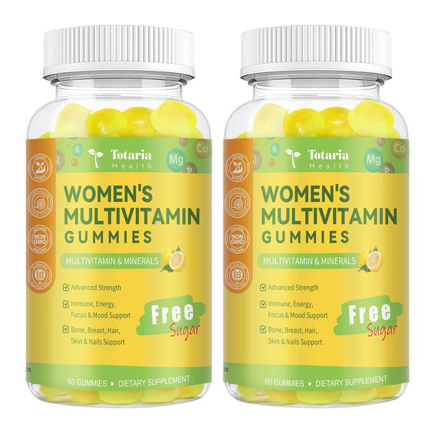 Sugar Free Multivitamin Gummies for Women 14+ w/Iron, Inositol, Folate, Biotin, Womens Daily Multivitamin Gummy w/Vitamin A, C, B, D3, K2, for Hair, Skin, Energy, Immune, Strawberry Flavor