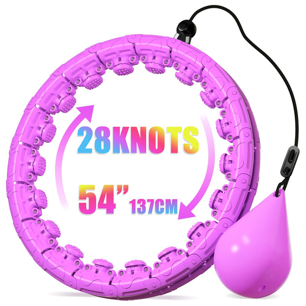 Weighted Hula Infinity Fitness Hoop for Adult Weight Loss, 2 in 1 Smart Fitness Workout Hula Circle Hoops with 28 Detachable Knots, Exercise Fit Hoop Suitable for Women and Beginners