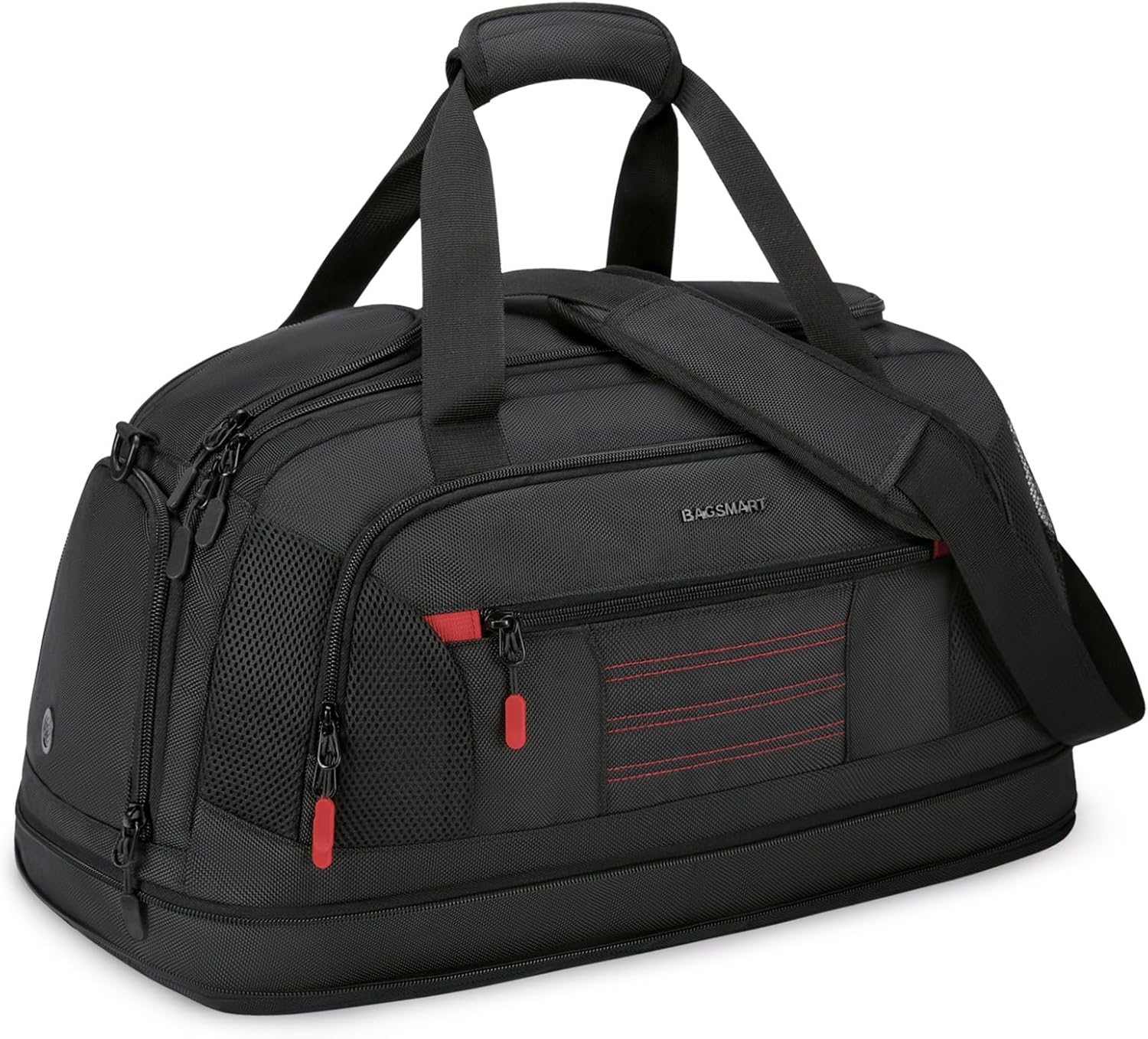 BAGSMART Gym Bag for Men, Expandable Lightweight Workout with Shoe Compartment & Wet Pocket, Water Resistant Weekender Bag, Black