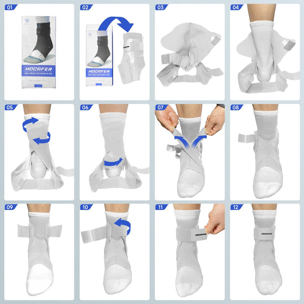 Left Ankle Brace for Women & Men - Ankle Support Sprained Ankle Brace for Achilles,Tendon,Sprain,Injury Recovery,Ankle Support Brace for Running, Basketball, Football (Grey,S,Left)