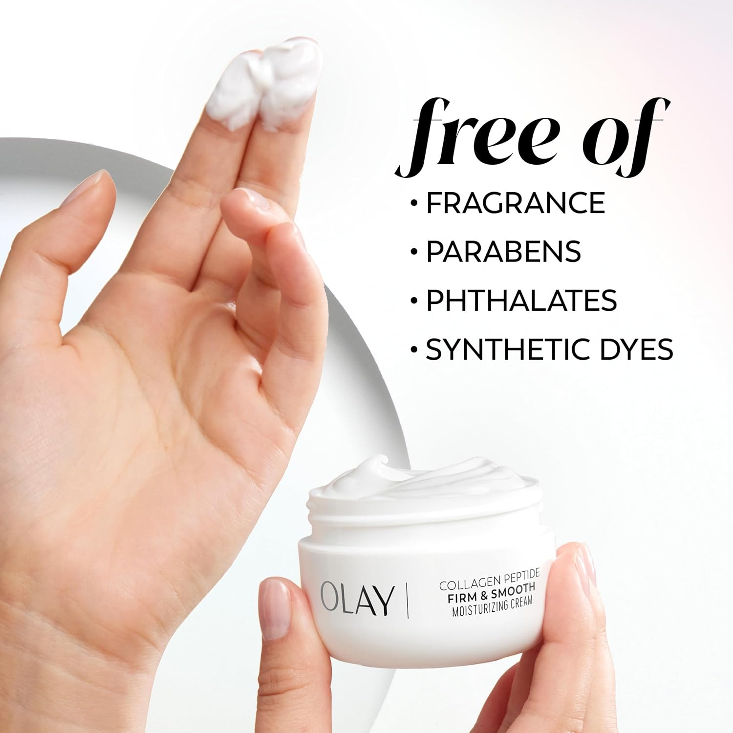 Olay Collagen Peptide Face Moisturizer, Firm & Smooth Cream -Fragrance-Free - Hydrating, Firming, Anti-Aging, Anti-Wrinkle, Firming, Smoothing - Recyclable Sustainable Eco Jar, Non-Greasy, 2 Oz