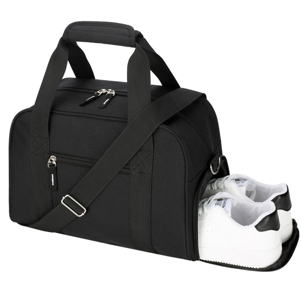 Small Gym Bag 14 inch, Mini Duffel Bag for Women & Men, Carry On Lightweight for Travel Sport - Black