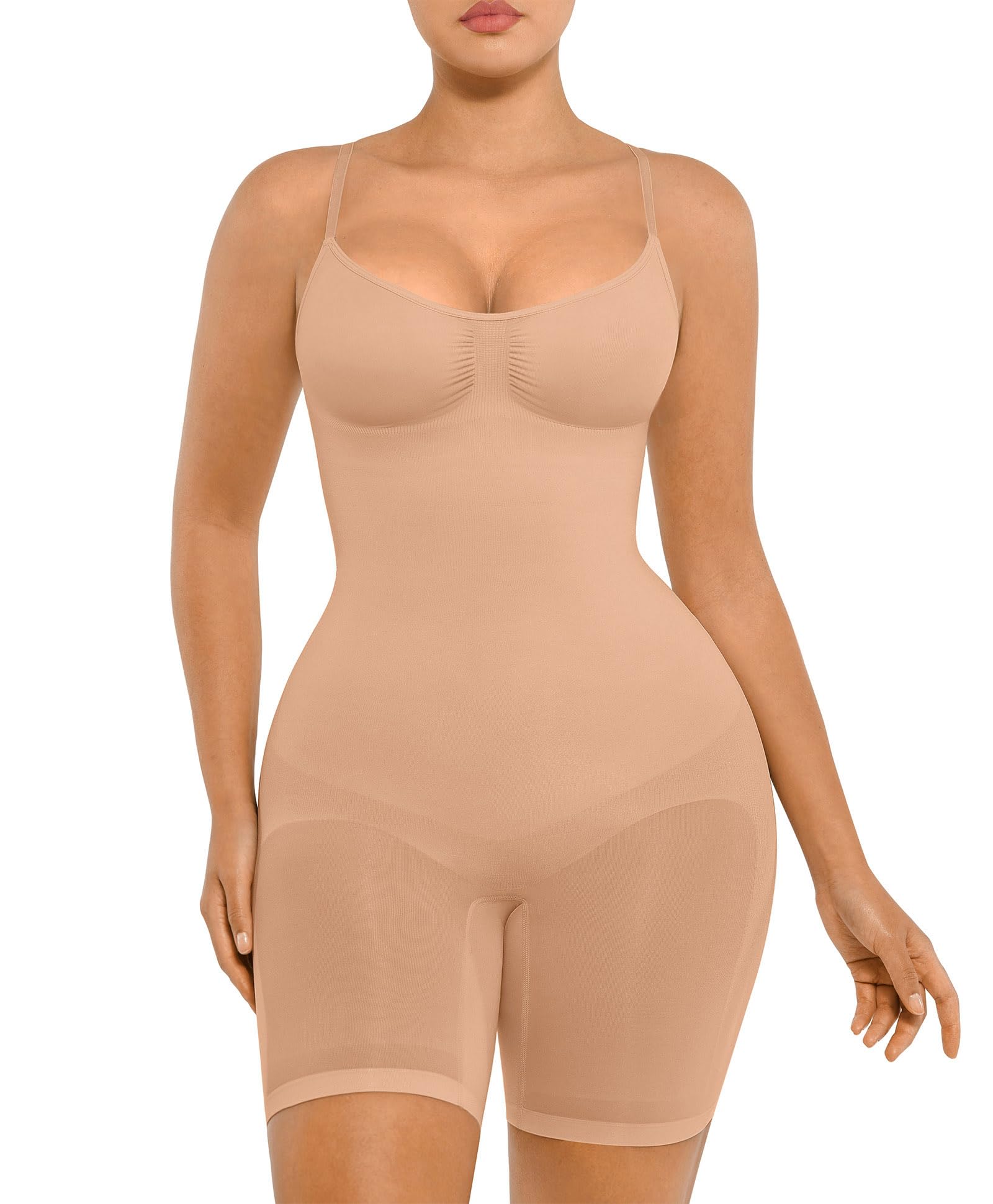 FeelinGirl Shapewear Bodysuit Tummy Control Seamless Sculpting Hip Enhancer Body Shaper for Women