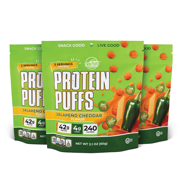 Twin Peaks Protein Puffs - (Garlic Parmesan), Keto Friendly, Low Carb Snack (300g, 21g Protein, 2g Net Carbs, High Protein, Healthy Crunchy Snack)