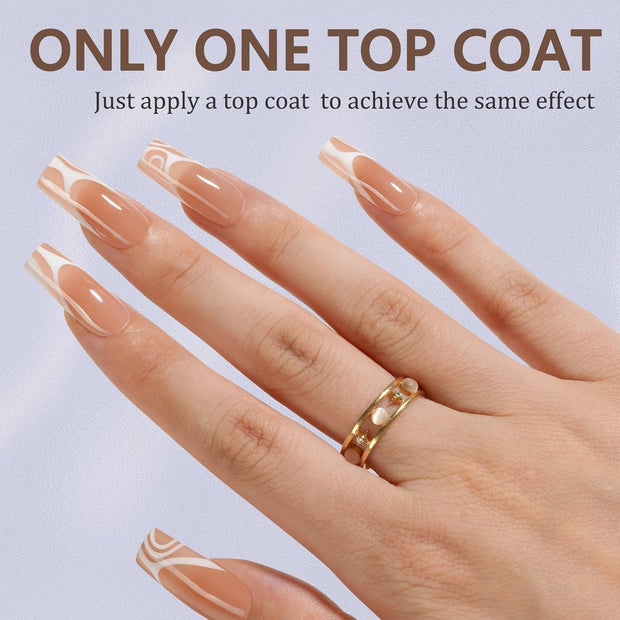 Misssix French Gel Nail Tips, 150Pcs French Tip Press on Nails Long Square Design, No Need to File Tips Pre-lasting, Fake Nails for Nail Art DIY 15 Sizes