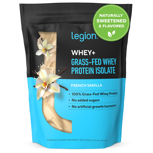 LEGION Whey+ Protein Whey Isolate from Grass Fed Cows - Whey Protein Isolate Powder Low Calorie, Non-GMO, Sugar Free, Lactose and Gluten Free, All Natural Protein Powder for Men & Women 30 Servings