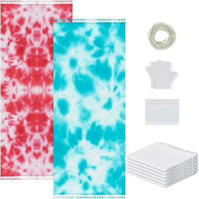 Zoooyawn 6 Set White Cotton Beach Towels for Tie Dye 71 * 43 Inch Large Oversized Beach Towel Tie Dye Kit for Women DIY Party Project