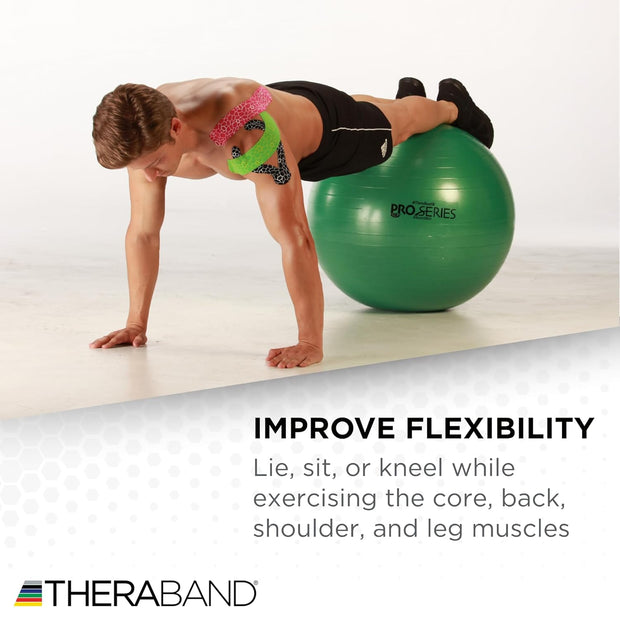 THERABAND Pro Series Exercise Ball, 26" Green Stability Trainer for 5'7"–6'1" Users, Anti-Burst Yoga & Pilates Ball, Balance & Core Trainer, For Athletes Fitness at Gym & Home
