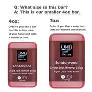 One With Nature Dead Sea Salt Sandalwood Soap 4oz 3-Pack – Purifying and Exfoliating Soap Bar with Dead Sea Minerals and Sandalwood for Face & Body, for Men & Women