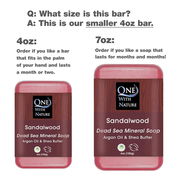 One With Nature Dead Sea Salt Sandalwood Soap 4oz 3-Pack – Purifying and Exfoliating Soap Bar with Dead Sea Minerals and Sandalwood for Face & Body, for Men & Women