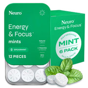 Neuro Energy & Focus Mints - Sugar Free Breath Mints with 80mg Natural Caffeine, B Vitamins & L-Theanine - Vegan Brain Supplement for Exercise, Study & Daily Focus - Peppermint, 72 ct