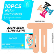 OK TAPE Nylon Kinesiology Tape for Knee, 10 Pcs Stretchable on Four Sides Precut Strips, Athletic Tape for Knee Support & Stability,Breathable and Hypoallergenic, Beige