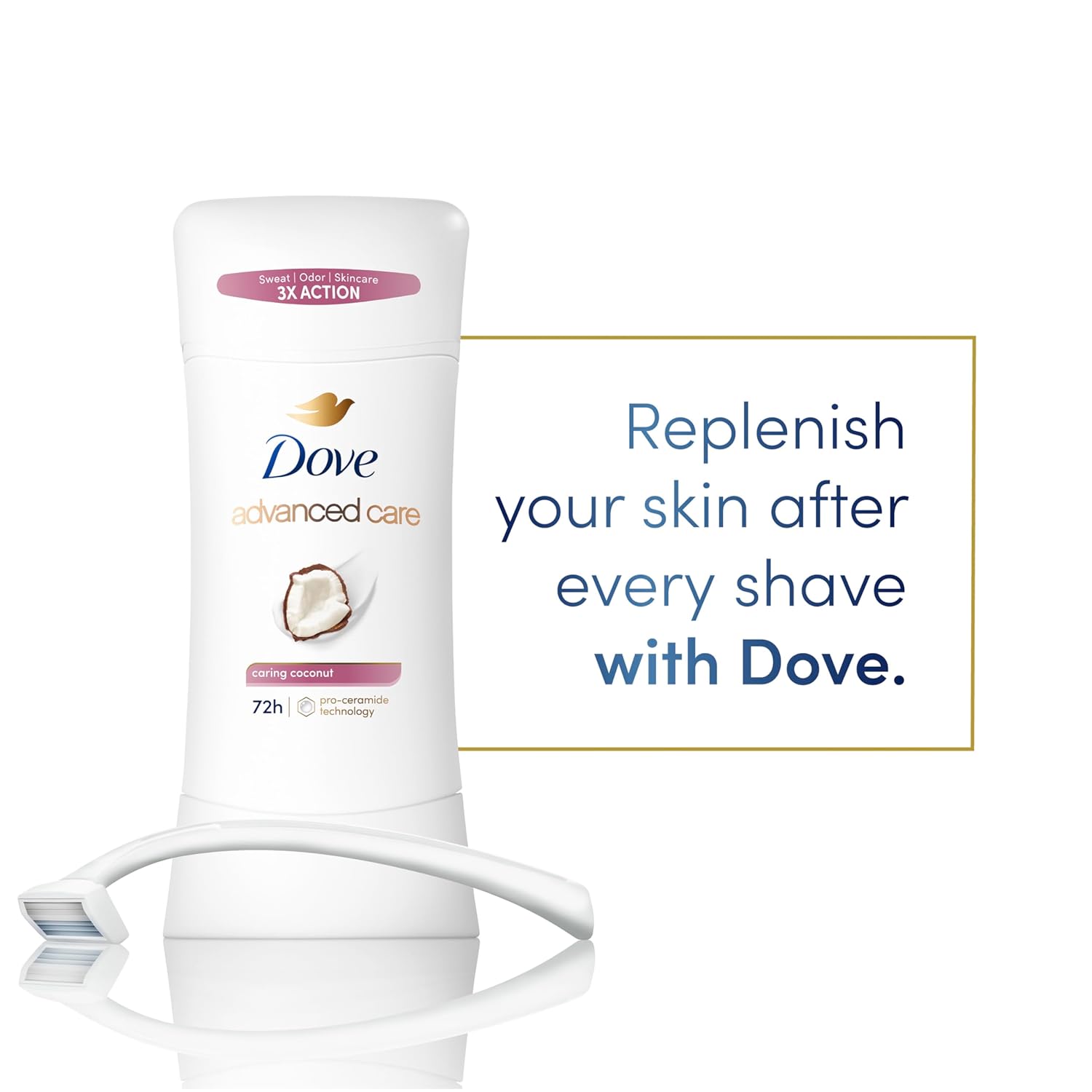 Dove Advanced Care Antiperspirant Caring Coconut, 2 Count Deodorant Stick for Women, for 48 Hour Protection And Soft And Comfortable Underarms, 2.6 oz