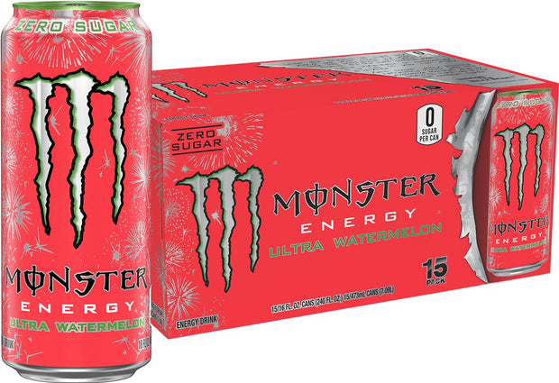 Monster Energy Ultra Variety Pack, Ultra Violet, Ultra Sunrise, Ultra Paradise, Sugar Free Energy Drink, 16 Ounce (Pack of 15)