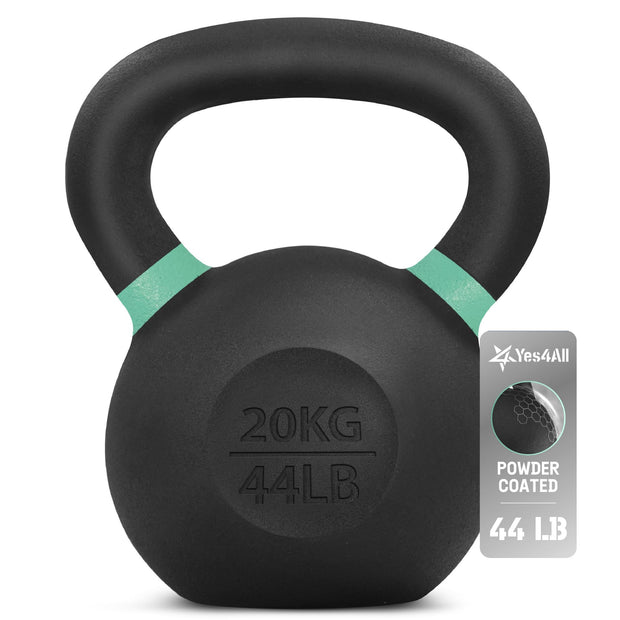 Yes4All Powder Coated Cast Iron Kettlebell Strength Training Kettlebells Weight Set for Full Body Workout, Home Gym