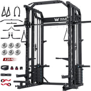 Major Fitness Drone2 Advanced Training Smith Machines– All-in-One Home Gym Squat Rack with Aluminum Pulley Set , Weight Bar, Dual LAT Pull-Down Systems & Cable Crossover Machine for Full-Body Workouts