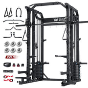 Major Fitness Drone2 Advanced Training Smith Machines– All-in-One Home Gym Squat Rack with Aluminum Pulley Set , Weight Bar, Dual LAT Pull-Down Systems & Cable Crossover Machine for Full-Body Workouts