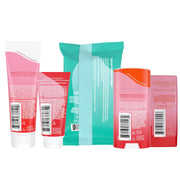 Lume Skin Care Gift Set for Women, Whole Body Deodorant Starter Pack - Smooth Solid Stick, Invisible Cream Tube, Acidified Body Wash Mini & Deodorant Wipes - Aluminum Free Odor Control (Peony Rose)