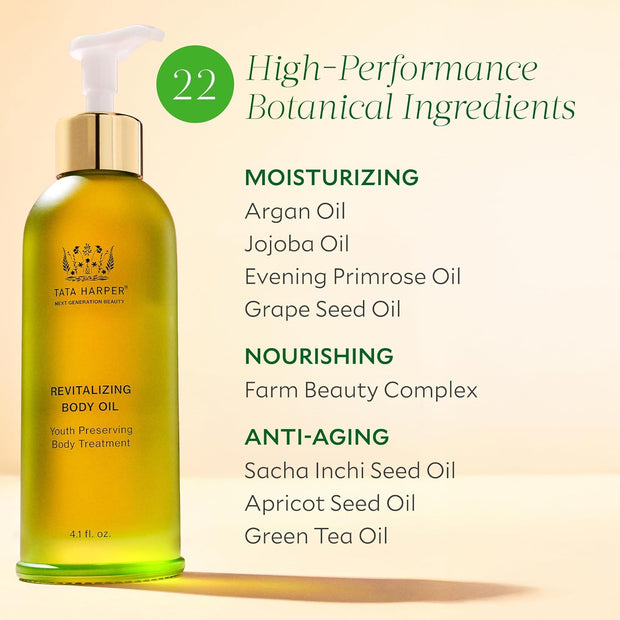 Tata Harper Revitalizing Body Oil, Moisturizing & Nourishing Body Oil, Natural Skincare, Natural Body Care, 125ml