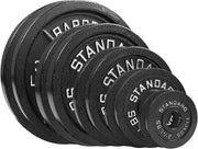 Steel Olympic Plates 155lb Set - Olympic Standard Premium Coated Pairs of 35lb, 25lb, 10lb, 5lb, and 2.5lb for Weight Lifting Powerlifting