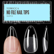 TOMICCA Medium Almond Nail Tips, 504Pcs Acrylic, 12 Sizes Half Matte Soft Gel, Nail Extension for Beginner and Professional