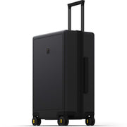 LEVEL8 Trunk Luggages, Large Suitcase 28 Inch Luggage with Spinner Wheels, Luminous Textured Checked Lightweight Hard Shell with Tsa Lock, Black