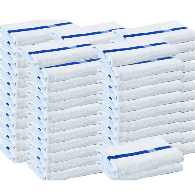 Towels N More 24x48 Soft Poolside Towels 6 Large Super Absorbent White Pool Towel with Blue Center Stripe for Home Pool Spa Gym Hotel Motel as Bath Towels