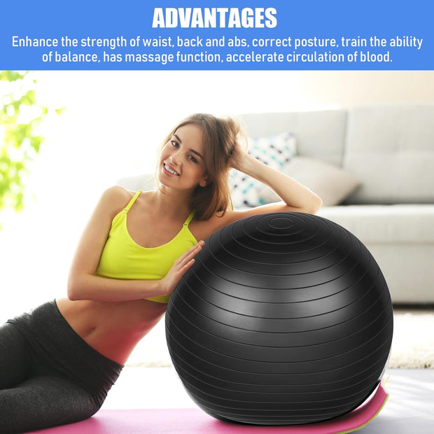Leyndo 4 Pcs 26 Inch Yoga Exercise Ball Pilates Pregnancy Birthing Fitness Ball with Quick Pump Anti Burst for Improved Posture, Balance, Yoga, Pilates, Training