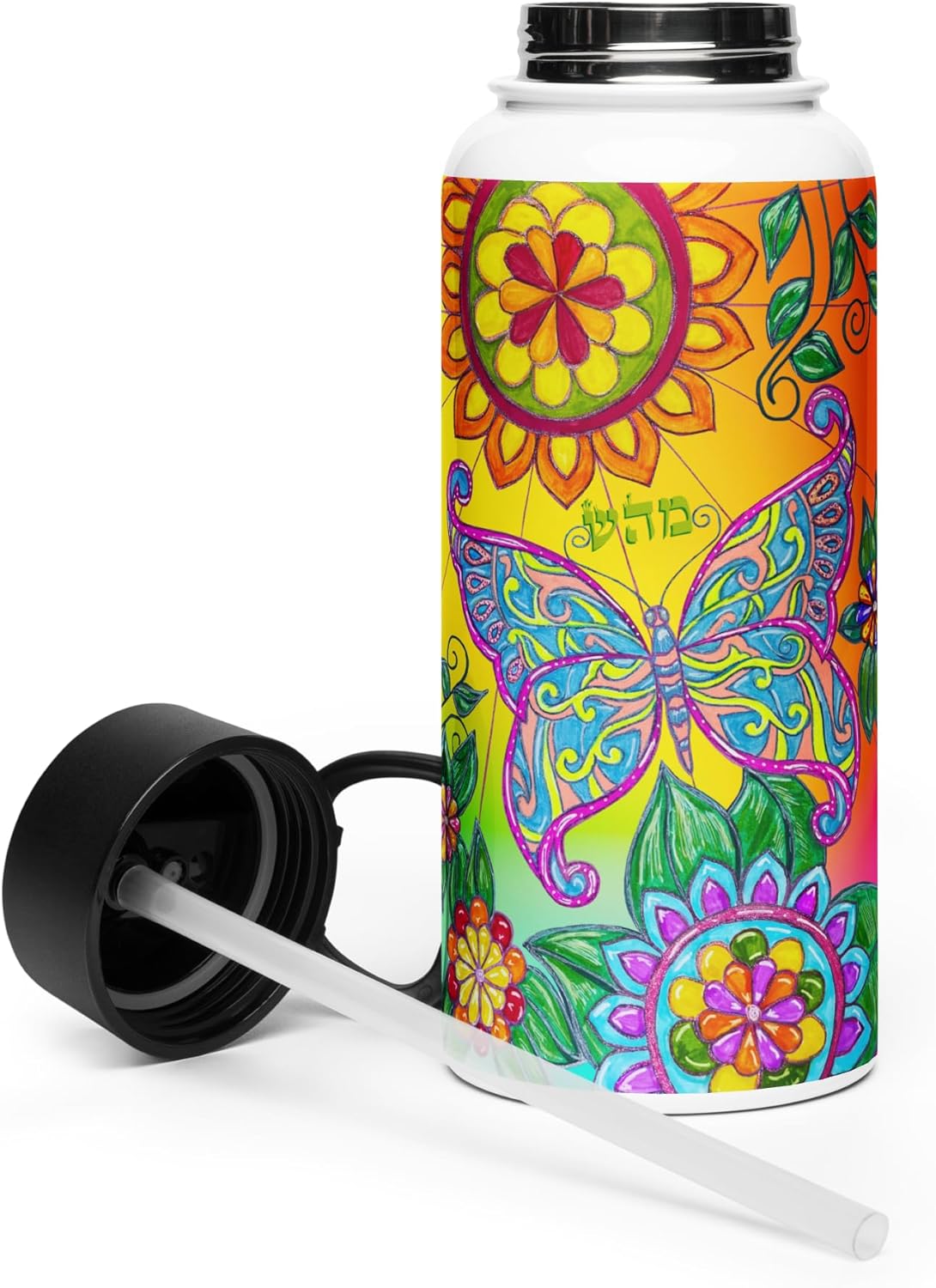 Insulated Stainless Steel Water Bottle with Straw, BPA-Free Sports Water Bottle, Great for Travel, 32 Oz, Very, Very, Colorful, Healing-05