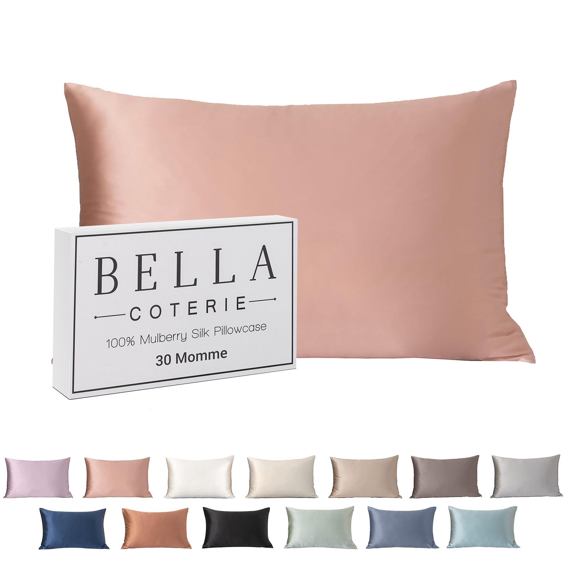 Bella Coterie Luxury Silk Pillowcase for Hair and Skin | 30 Momme | 100% Pure 6A Mulberry Silk | Super Soft | Perfectly Plush [Queen, White]