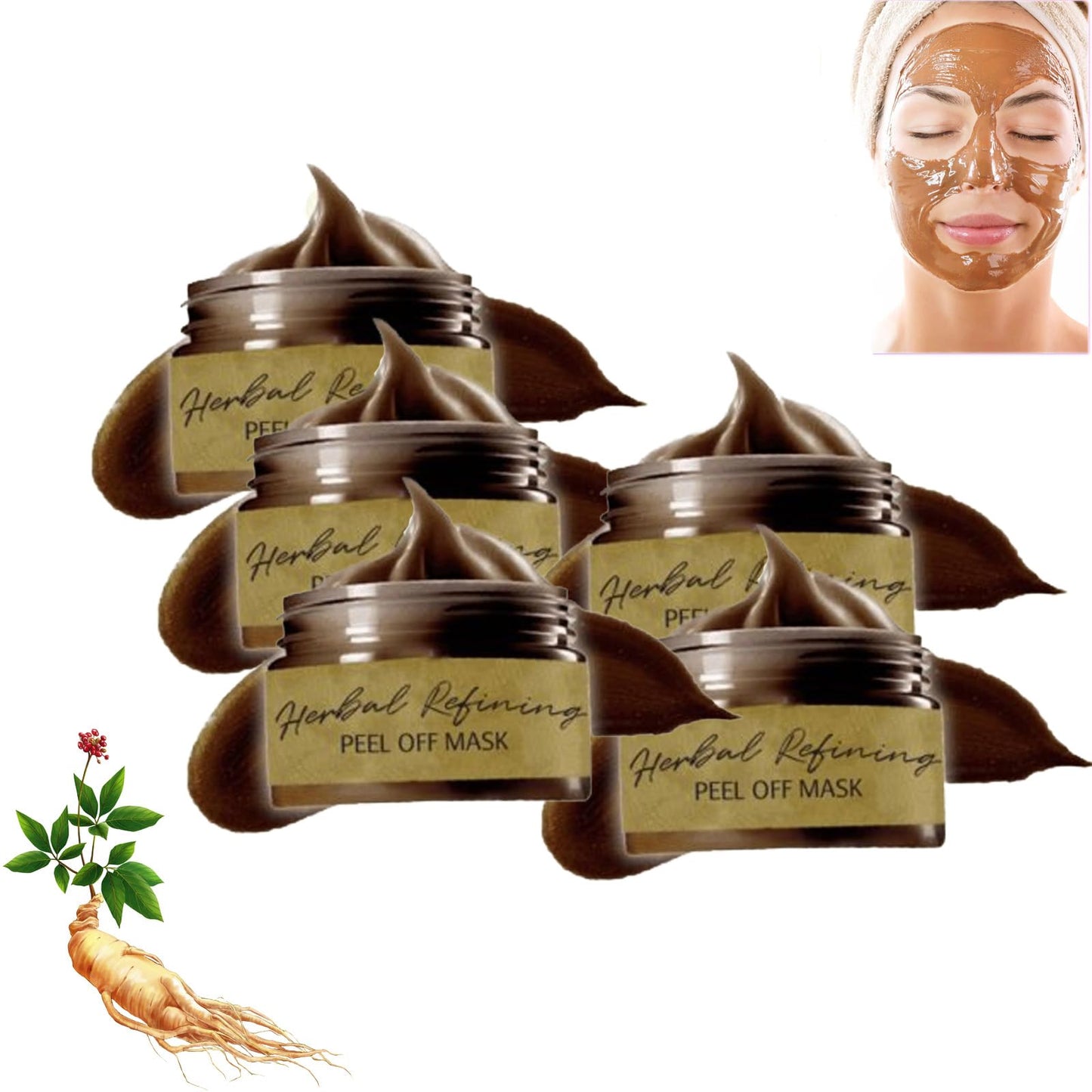 Herbal Refining Peel-Off Facial Mask,Pull-off blackhead removal mask cream (1PCS)