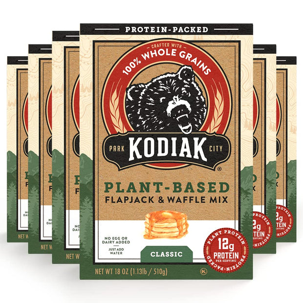 Kodiak Cakes Plant Based Flapjack, Pancake & Waffle Mix, Classic, High Protein,100% Whole Grains (Pack of 6)