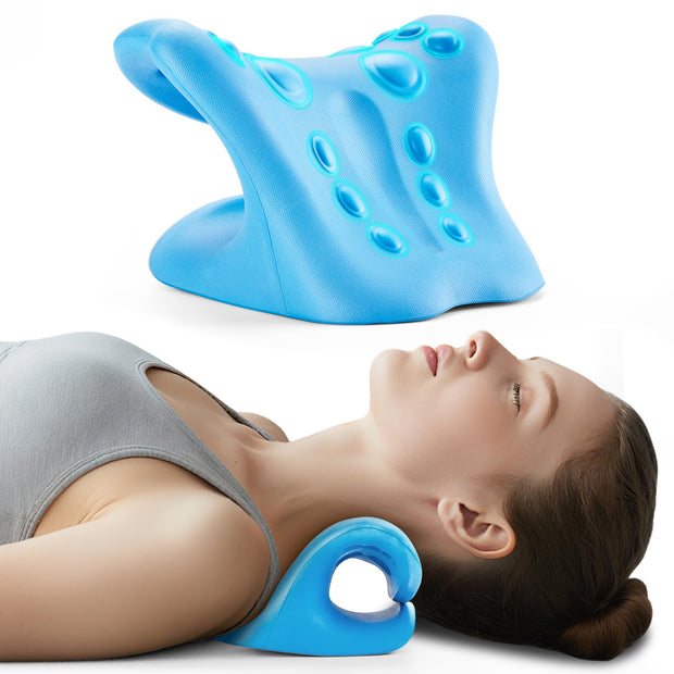 Neck Stretcher and Cervical Traction Device, Relaxer for TMJ Pain and Shoulder Pain Relief, Cervical Traction Device Pillow, Spine and Neck Corrector(Blue)