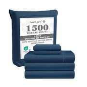 LANE LINEN 100% Egyptian Cotton White Sheets King Size - 1500 TC, 4 Pc - Luxury Sateen Weave Cotton King Size Sheets Set - 15" Extra Deep Pocket King Sheets Sets - White Bed Sheets