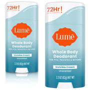 Lume Whole Body Deodorant - Invisible Cream Stick - 72 Hour Odor Control - Aluminum Free, Baking Soda Free, Skin Safe - 2.2 Ounce (Pack of 2) (Soft Powder)