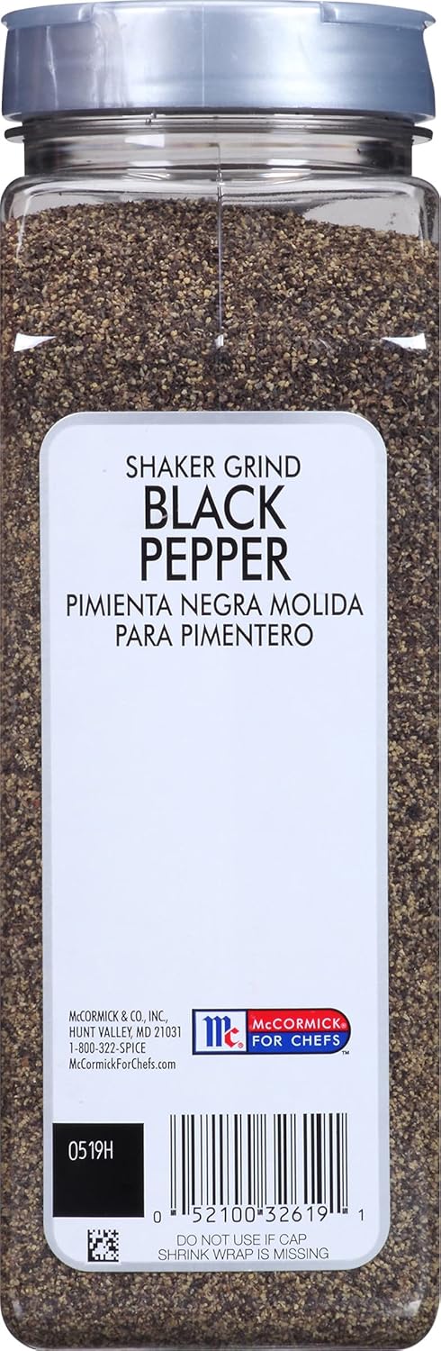 McCormick Culinary Shaker Grind Black Pepper, 16 oz - One 16 Ounce Container of Shaker Grind Black Pepper for Hot, Piney Flavors for Grilling and Cooking at Home