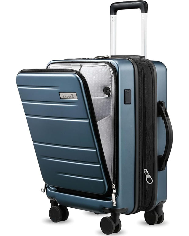 LUGGEX 28 Inch Luggage with Spinner Wheels, Expandable PC Hard Shell Checked Suitcase with Front Opening, Lightweight (Charcoal Metallic, 28 Inch)