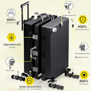 Krute Luggage 28 Inch Checked Suitcase with Spinner Wheels Zipperless Aluminum Frame Luggages TSA Lock No Zipper Hardshell Lightweight PC+ABS Large Suitcases