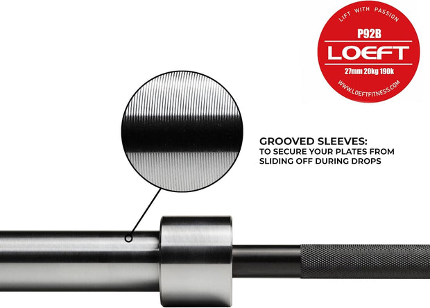 Professional Powerlifting Deadlift Barbell, 92in 27MM Olympic Barbell for Powerlifting, Deadlift Bar for 45lb 1500 lbs Weight Capacity 190K PSI, Enhanced Flex Weight Bar Fit 2" Weights