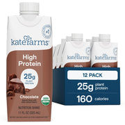 KATE FARMS Organic Nutrition Shake, Chocolate, 16g Protein, 27 Vitamins and Minerals, Protein Meal Replacement Drink, Protein Shake, 11 oz (12 Pack)