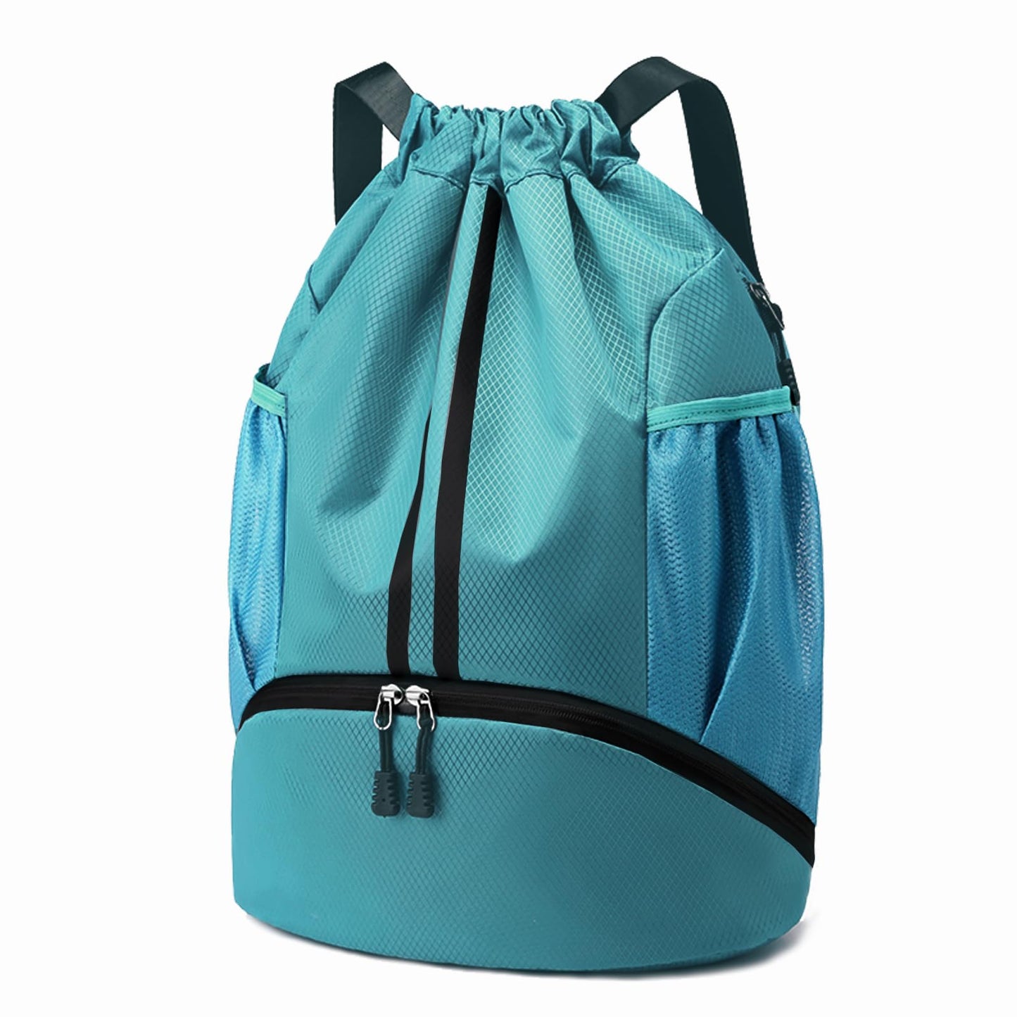 Hoedia Sports Drawstring Backpack - String Swim Gym Bag with Shoes Compartment and Wet Proof Pocket for Women&Men