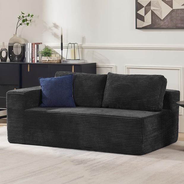 106" Cloud Sectional Couch, Left/Right Facing Convertible Sofa with Deep Seat, L-Shape Modular Upholstered Foam Couch for Living Room Bedroom, No Assembly Required (Corduroy Fabric, Beige)